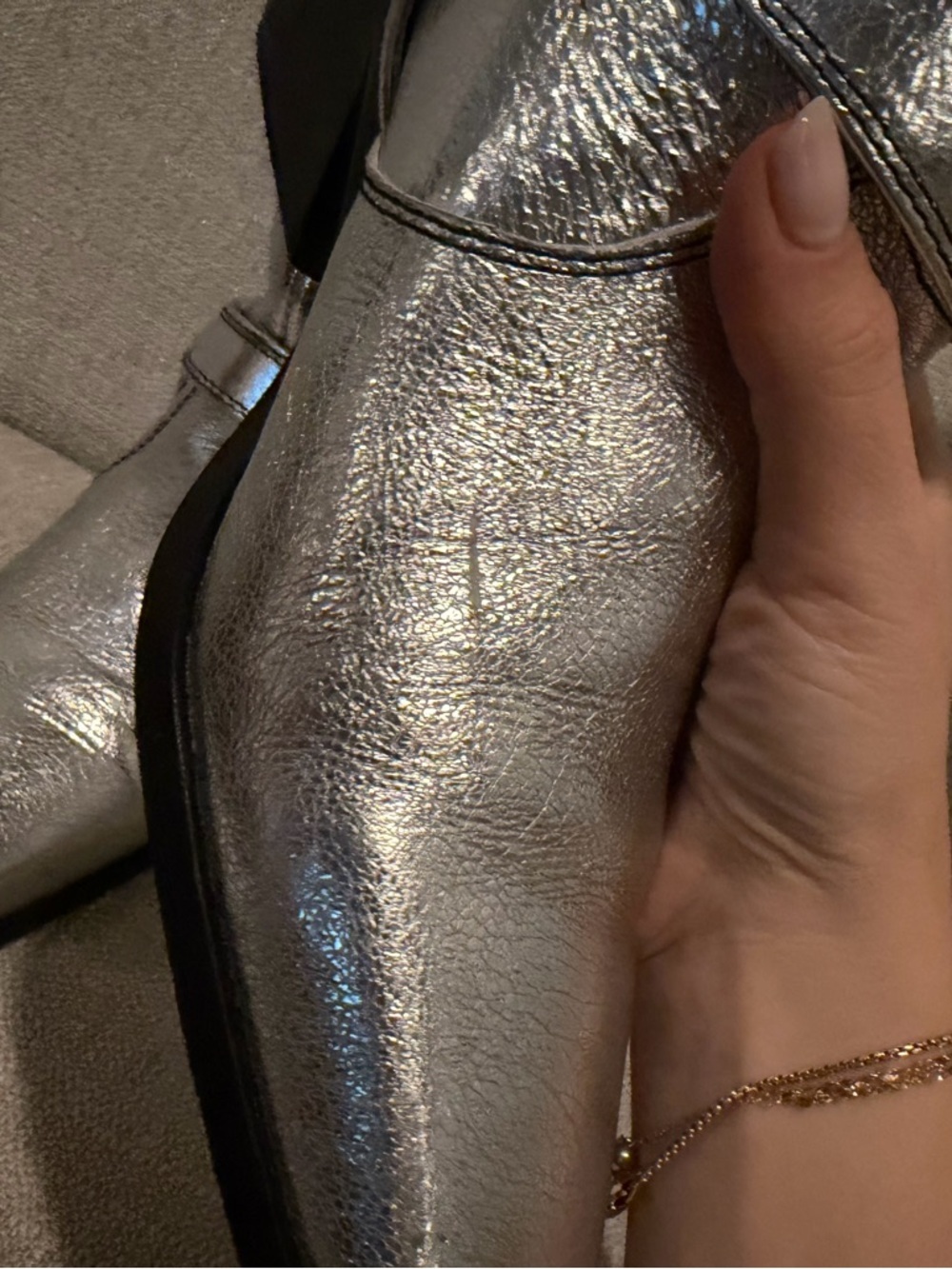 CAVERLEY Milly Anthropologie Silver Metallic Western Festival Mid-Calf Boots - Picture 10 of 13